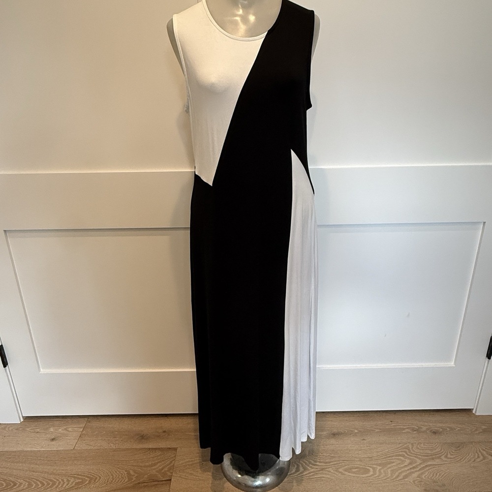 Karen Kane Folklore Sleeveless Black/White Colorblock Dress Size Large
